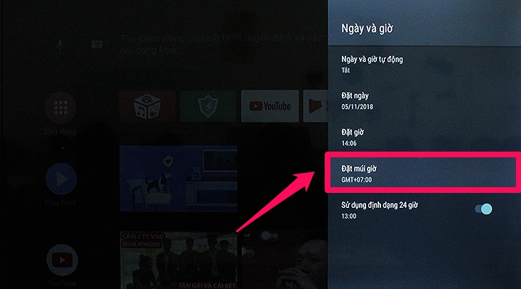 Cách cài đặt thời gian, múi giờ trên tivi TCL sử dụng Android tivi - đặt múi giờ Cách cài đặt thời gian, múi giờ trên tivi TCL sử dụng Android tivi - đặt múi giờ