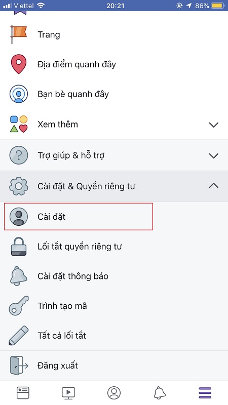 Chặn facebook bằng điện thoại - bước 1