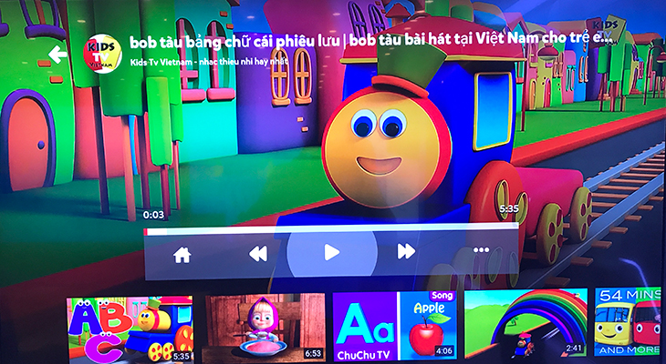 Cách sử dụng ứng dụng Youtube Kids trên Android tivi Sony 2018 - giao diện khi xem