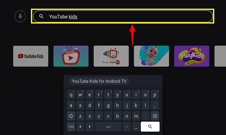 Nhập tên ứng dụng Youtube Kids vào khung tìm kiếm