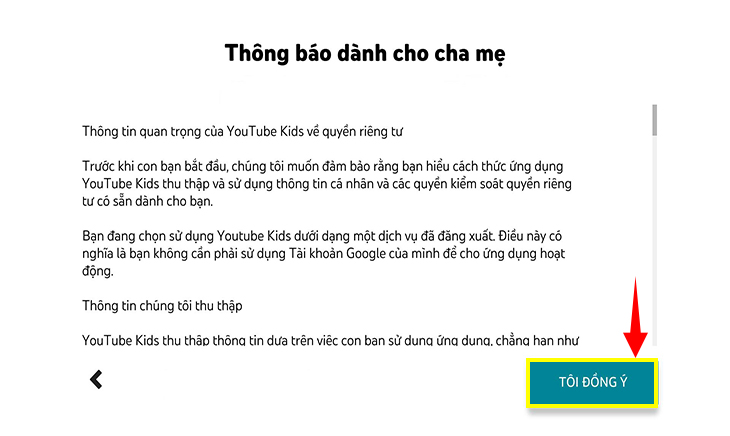 Chọn Tôi đồng ý để vào bước tiếp theo