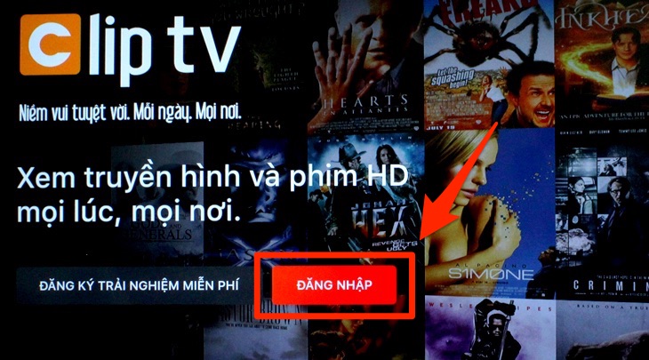 Phần Đăng nhập trên ứng dụng Clip TV