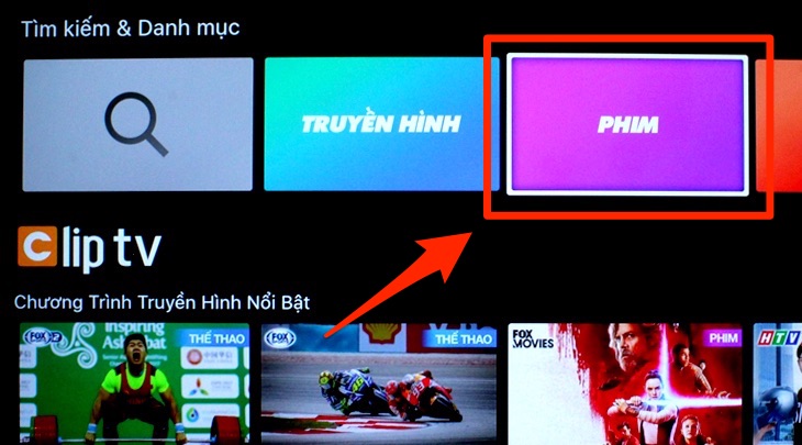 Cách sử dụng ứng dụng ClipTV trên Smart tivi Samsung 2018 > Danh mục PHIM trong ứng dụng ClipTV