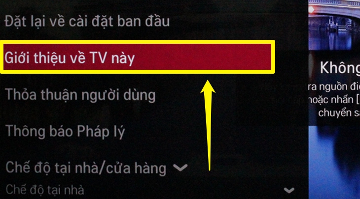Mục cài đặt trên Smart tivi LG Mục cài đặt trên Smart tivi LG