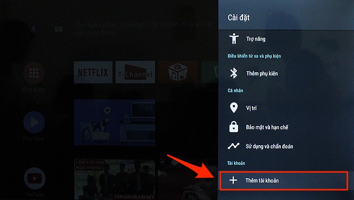 Cách đăng nhập tài khoản google trên Android tivi TCL 2018 - thêm tài khoản