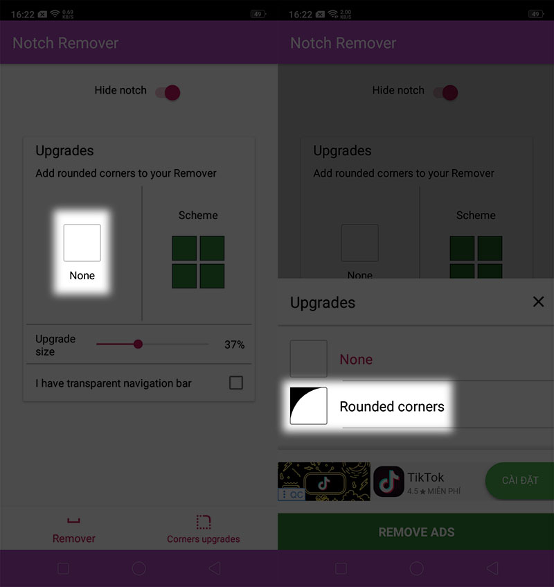 Cách ẩn tai thỏ bo cong theo góc màn hình cực đẹp