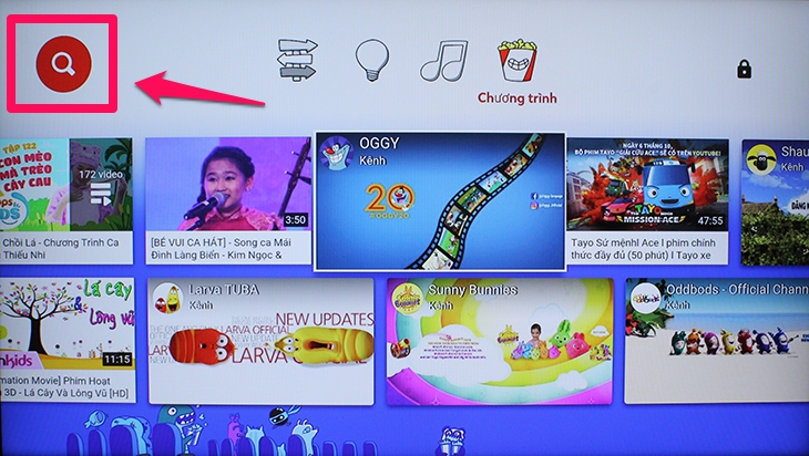 Cách sử dụng ứng dụng Youtube Kids trên Smart tivi Samsung 2018 - tìm kiếm