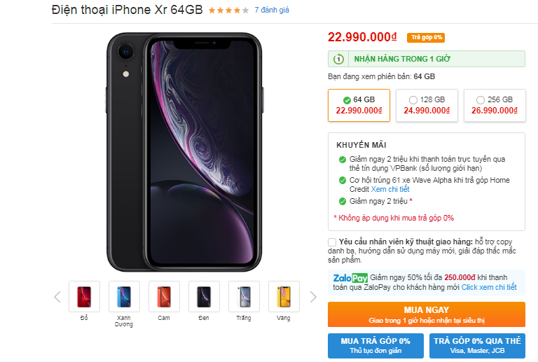 Giảm 2 triệu qua thẻ