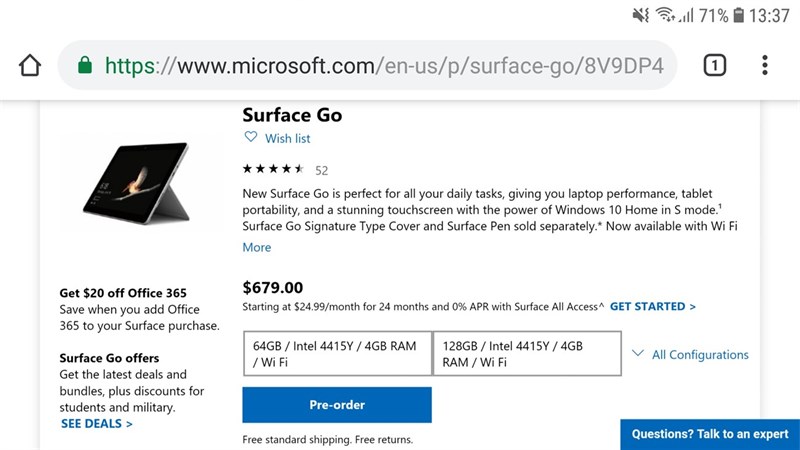 Microsoft Surface Go phiên bản 4G lên kệ với giá 15.8 triệu đồng Microsoft Surface Go phiên bản 4G lên kệ với giá 15.8 triệu đồng