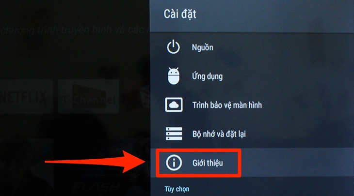 Phần cài đặt của Android tivi TCL