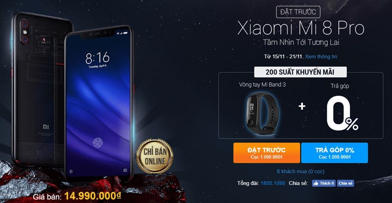 Xiaomi Mi 8 Pro lên kệ và cho đặt trước tại Thế Giới Di Động Xiaomi Mi 8 Pro lên kệ và cho đặt trước tại Thế Giới Di Động