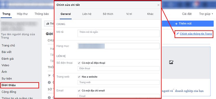 Thêm thông tin cơ bản vào phần Giới thiệu của Fanpage