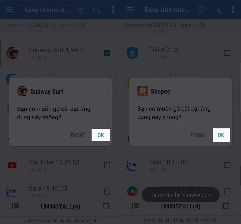 gỡ bỏ nhiều ứng dụng Android gỡ bỏ nhiều ứng dụng Android