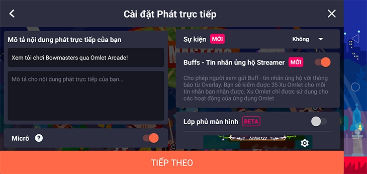 Live stream game lên facebook trên android - bước 6