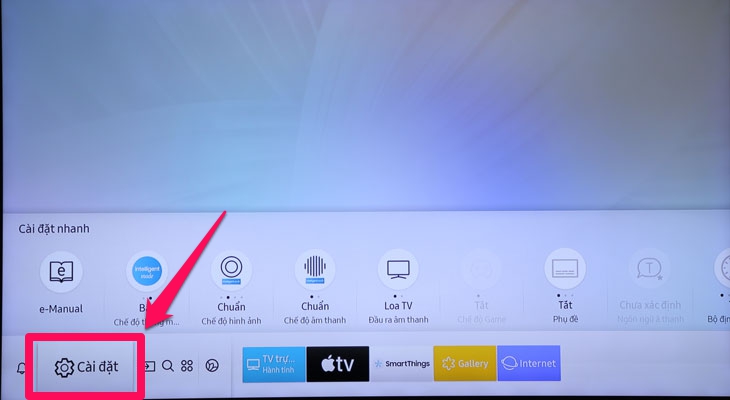 Cách bật tiết kiệm điện Smart tivi Samsung 2018 - vào cài đặt