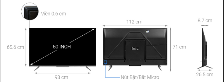 Kinh nghiệm chọn mua tivi: Những lưu ý quan trọng cho người mua tivi lần đầu > Android Tivi TCL 4K 50 inch 50P725