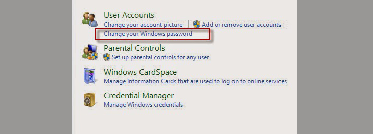 Bạn bấm vào Change your Windows password