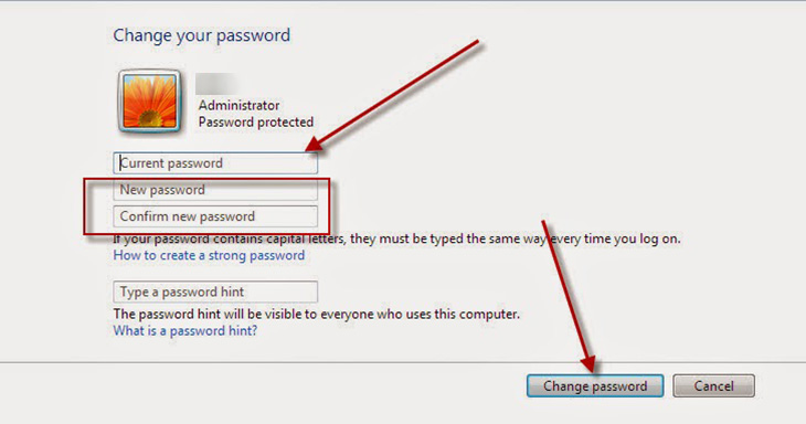 Cách đội mật khẩu cho máy tính Win 7 + Bước 5