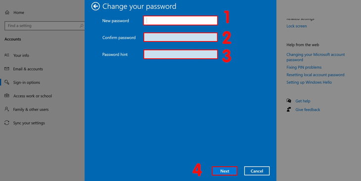 Bạn điền mật khẩu mới muốn đổi và xác nhận lại mật khẩu mới