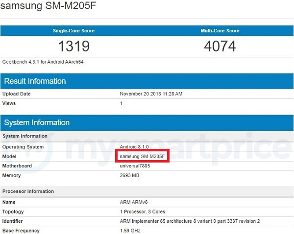 samsung m20 chip