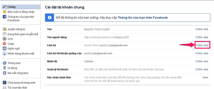 Cách thêm và xóa email khỏi tài khoản facebook cá nhân > Cách thêm địa chỉ email vào tài khoản facebook - Bước 2