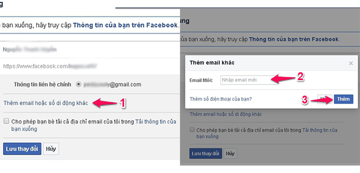 Cách thêm địa chỉ email vào tài khoản facebook - Bước 2