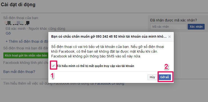 nhấn nút Gỡ điện thoại để hoàn tất.