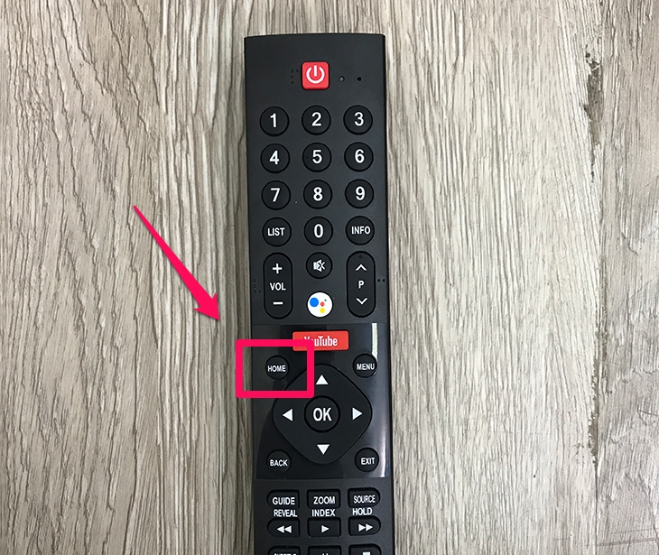 Chọn nút home trên remote