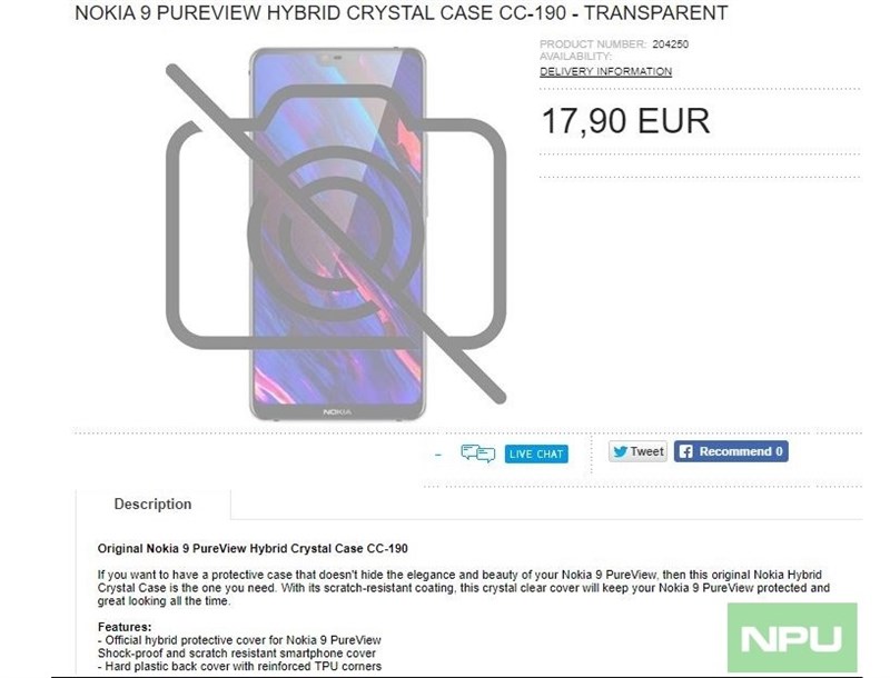 Xuất hiện bộ vỏ bảo vệ chính hãng dành cho Nokia 9 PureView 