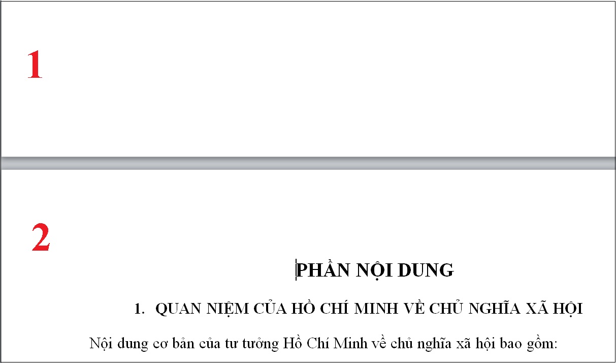 Cách đánh số trang trong Word 2010, 2013, 2016 đơn giản nhất > Trang được tách thành hai phần.