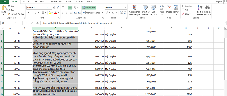 6 cách xuống dòng trong Excel và Google Spreadsheets nhanh gọn, chỉ với 1 thao tác > Click chọn vào ô cần cho chữ xuống dòng