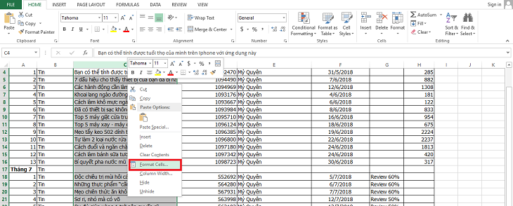 6 cách xuống dòng trong Excel và Google Spreadsheets nhanh gọn, chỉ với 1 thao tác > Click chuột phải vào ô cần thực hiện và trong cửa sổ nhỏ bên cạnh bạn chọn Format Cells.