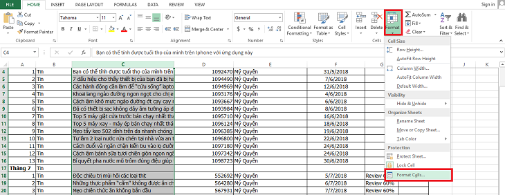 6 cách xuống dòng trong Excel và Google Spreadsheets nhanh gọn, chỉ với 1 thao tác > Có thể chọn Format Cells trên thanh công cụ