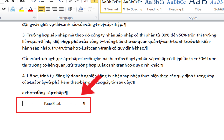 Lỗi Page Break là một nguyên nhân dẫn đến xuất hiện trang trắng trong Word