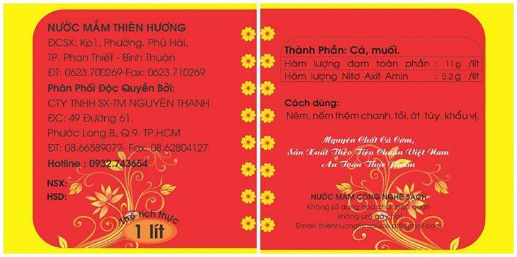 The label of Thiên Huong fish sauce