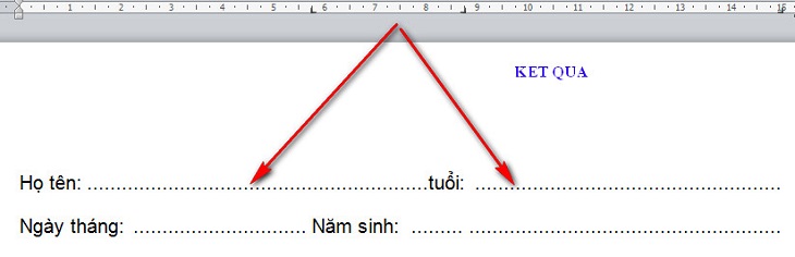 cách đặt tab trong word 