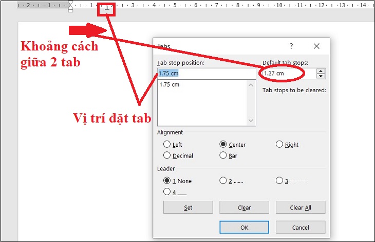 Cách đặt tab trong word 2007, 2010, 2013, 2016, 2019 giúp soạn thảo văn bản chuyên nghiệp hơn > Tiến hành điều chỉnh vị trí tab trên thanh thước tùy theo mong muốn.