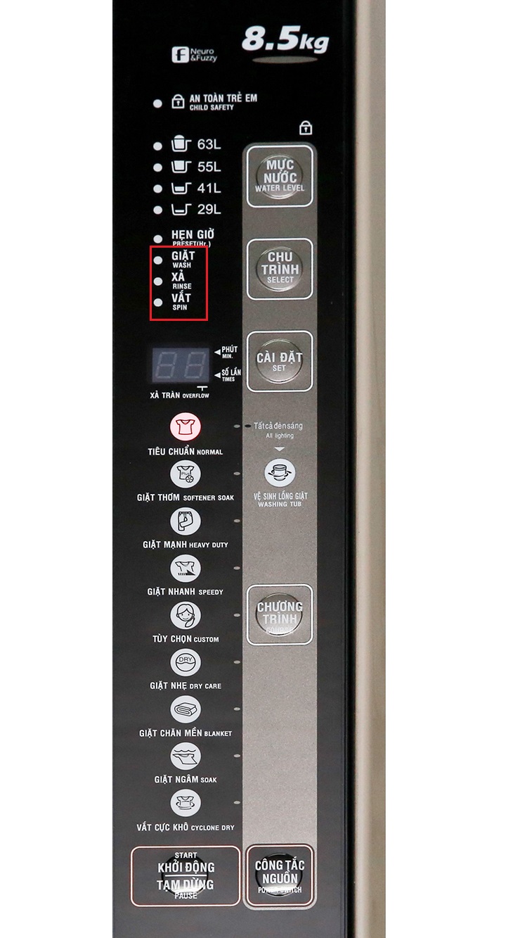 Cài đặt thời gian giặt mong muốn Hướng dẫn sử dụng máy giặt Aqua AQW-U850BT N > Cài đặt thời gian giặt mong muốn