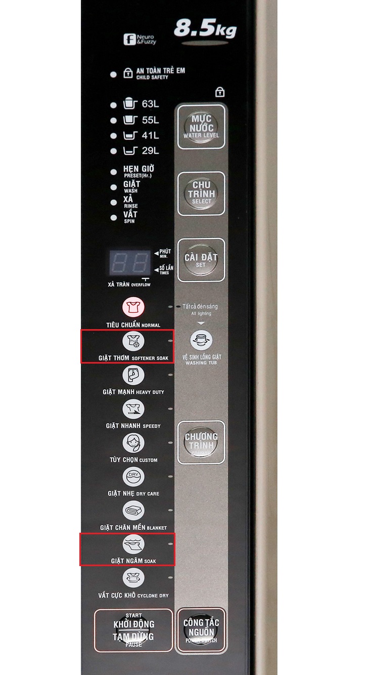 Chương trình GIẶT THƠM và GIẶT NGÂM Hướng dẫn sử dụng máy giặt Aqua AQW-U850BT N > Chương trình GIẶT THƠM và GIẶT NGÂM