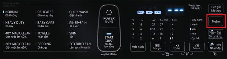 Chức năng ngâm Hướng dẫn sử dụng máy giặt Samsung WA21M8700GV/SV > Chức năng ngâm