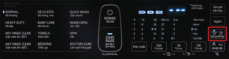 Giặt tay kết hợp Hướng dẫn sử dụng máy giặt Samsung WA21M8700GV/SV > Giặt tay kết hợp