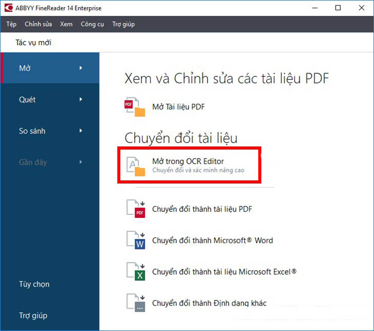 Chuyển và chỉnh sửa lỗi của file scan trên giao diện OCR Editor của ABBYY FineReader - Bước 1