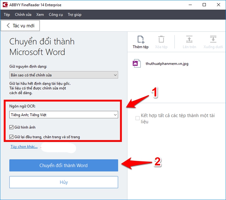 3 cách chuyển file scan sang word tốt nhất hiện nay > Cách sử dụng phần mềm ABBYY FineReader chuyển file scan - Bước 3