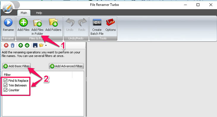Phần mềm File Renamer Turbo - Bước 1