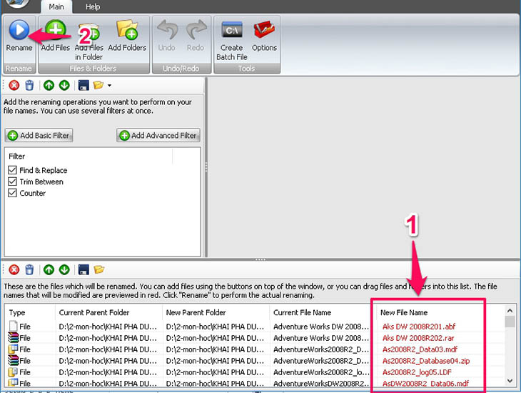 Phần mềm File Renamer Turbo - Bước 1