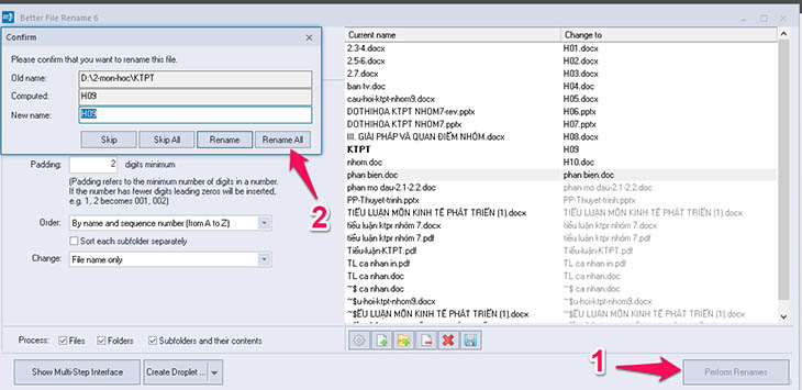 Phần mềm Better File Rename - Bước 2