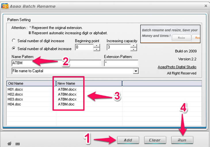 Phần mềm Aoao Batch Rename