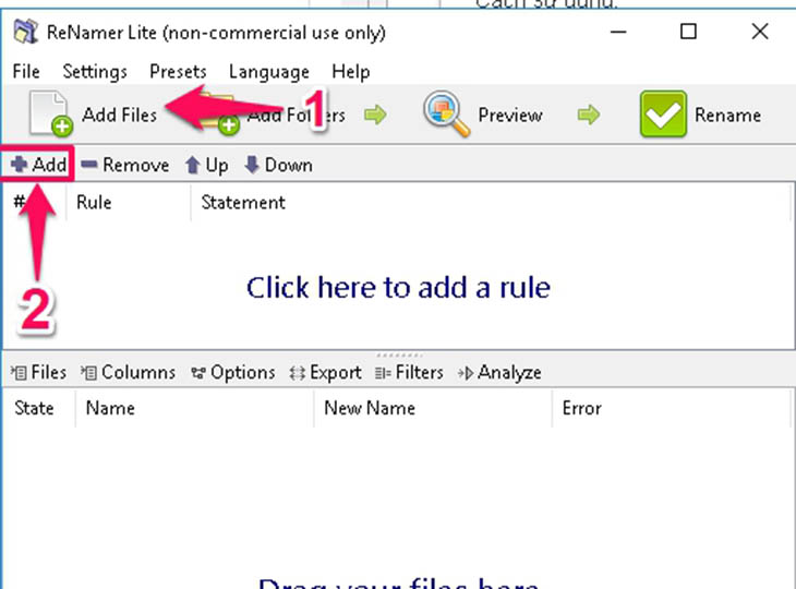 Phần mềm Renamer Lite - Bước 1