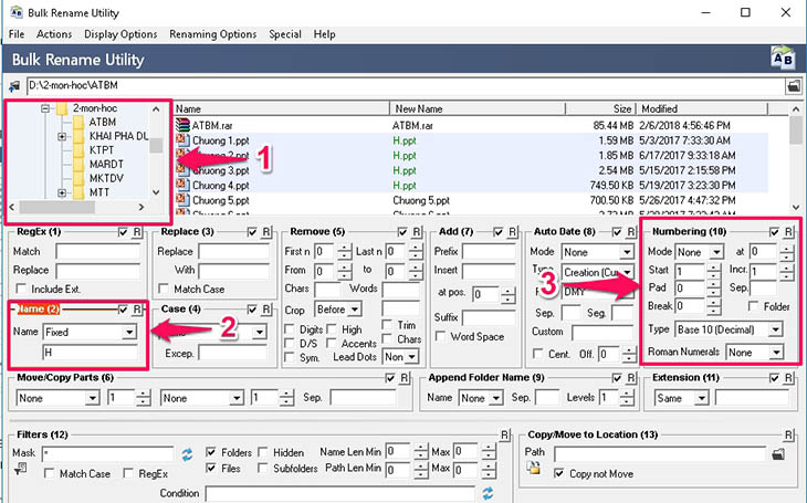 Phần mềm Bulk Rename Utility - Bước 1