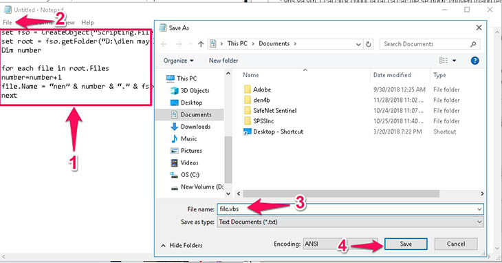Sử dụng code, file .vbs - Bước 2